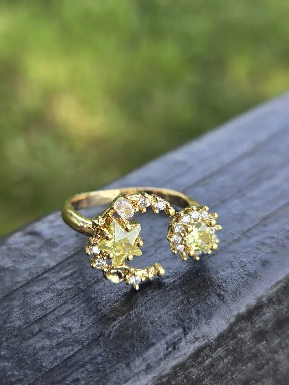 Citrine Celestial Ring Gold Adjustable